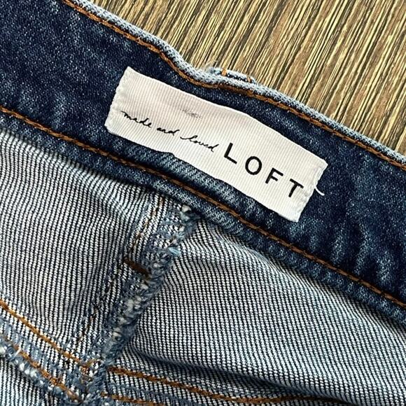 Made and Loved LOFT Modern Straight Jeans Denim Raw Hem Dark Wash Blue Sz 30/10 - Picture 11 of 13